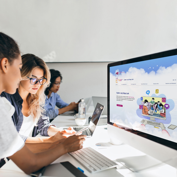 Cyber-Joy Enjoy Lab is a project led by a team of researchers from CityU’s C.A.R.E Lab, with the aim of promoting cyber ethics on campus and providing CityU undergraduates and academic staff with cyberbullying prevention resources.

Creasant created an effective and welcoming website design to present students with useful information on cyberbullying and ways to get support.